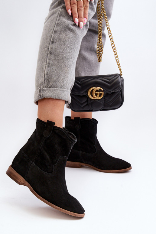 Zazoo 2326 ze semiše Slip-on vzor Dámské podpatky Černé