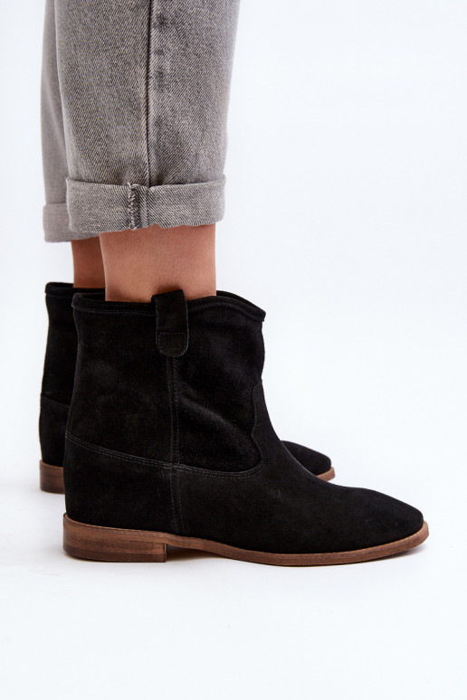 Zazoo 2326 ze semiše Slip-on vzor Dámské podpatky Černé