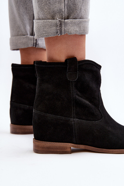 Zazoo 2326 ze semiše Slip-on vzor Dámské podpatky Černé