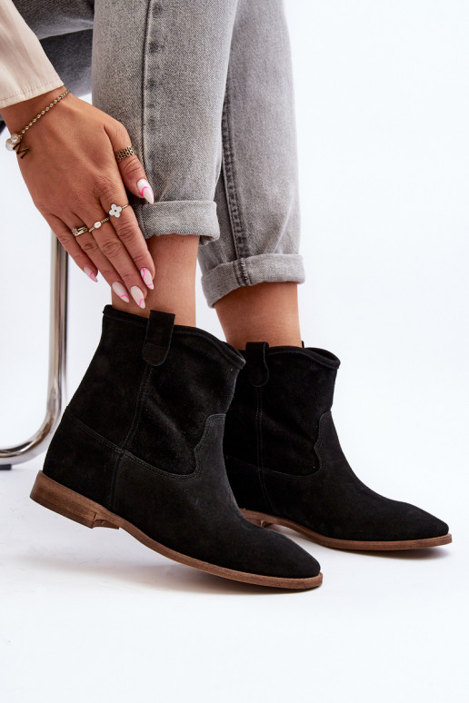 Zazoo 2326 ze semiše Slip-on vzor Dámské podpatky Černé