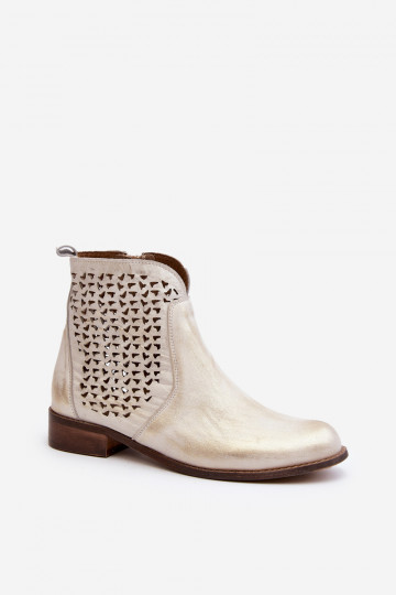 Zazoo 2791  Ažurová obuv zlaté barvy