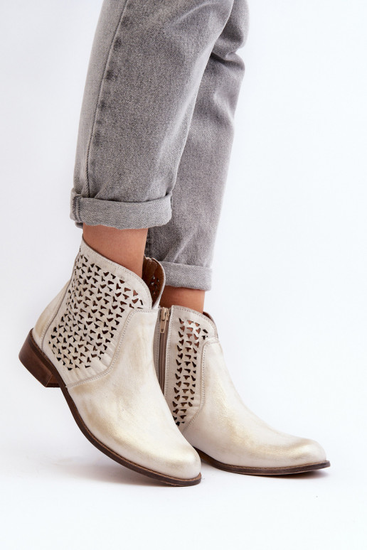 Zazoo 2791  Ažurová obuv zlaté barvy