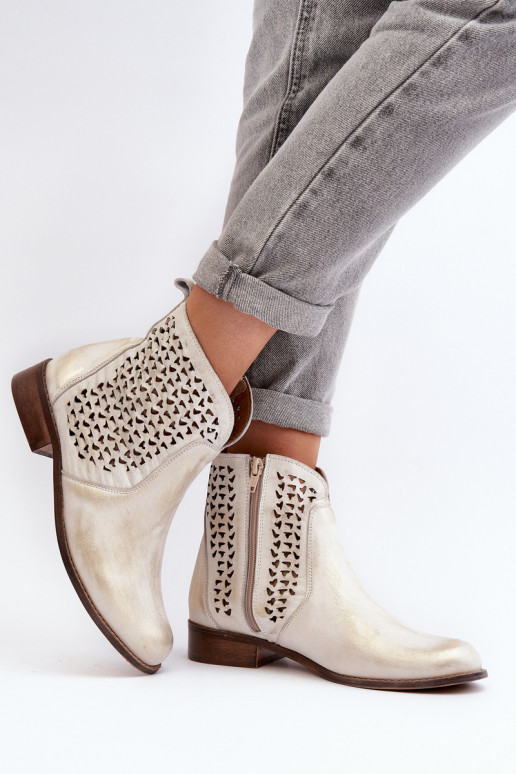 Zazoo 2791  Ažurová obuv zlaté barvy