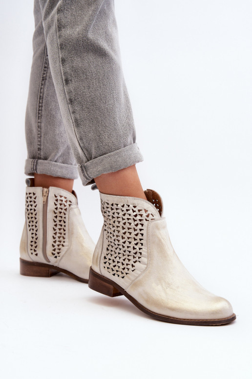 Zazoo 2791  Ažurová obuv zlaté barvy