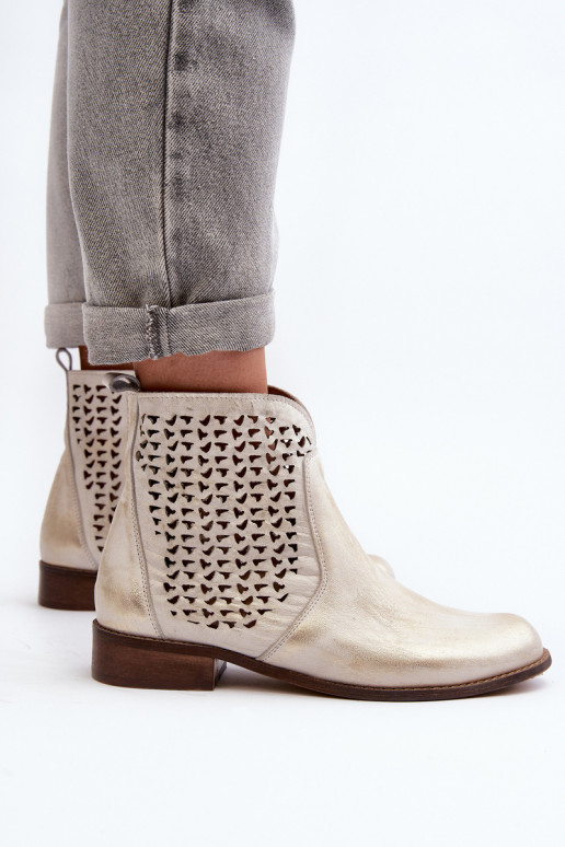 Zazoo 2791  Ažurová obuv zlaté barvy