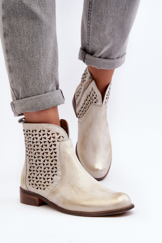 Zazoo 2791  Ažurová obuv zlaté barvy