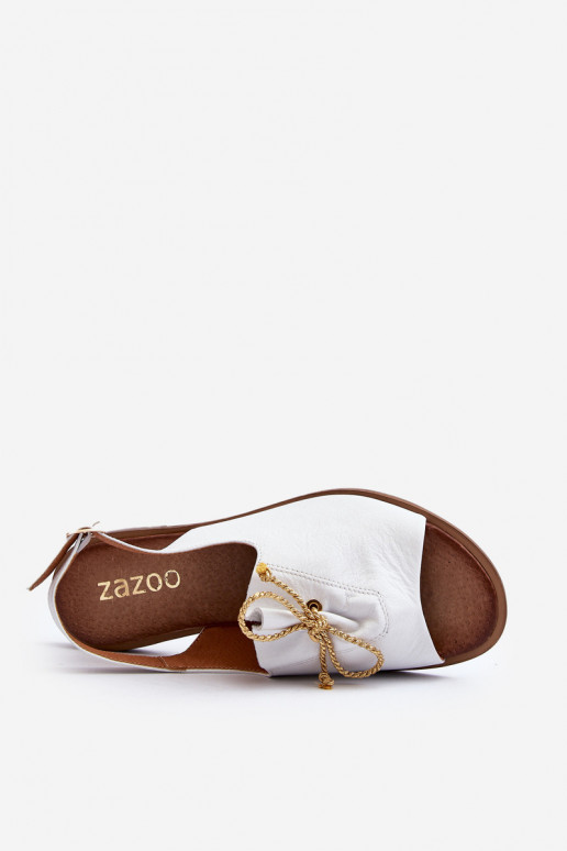 Zazoo 2898  Ploché sandály bílé Zazoo 2898  Ploché sandály bílé