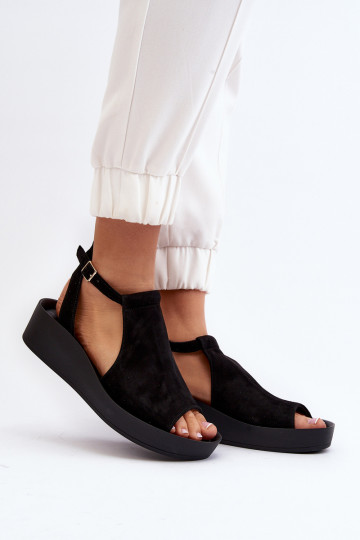 Zazoo 2914 Dámské semišové sandály Černé 2