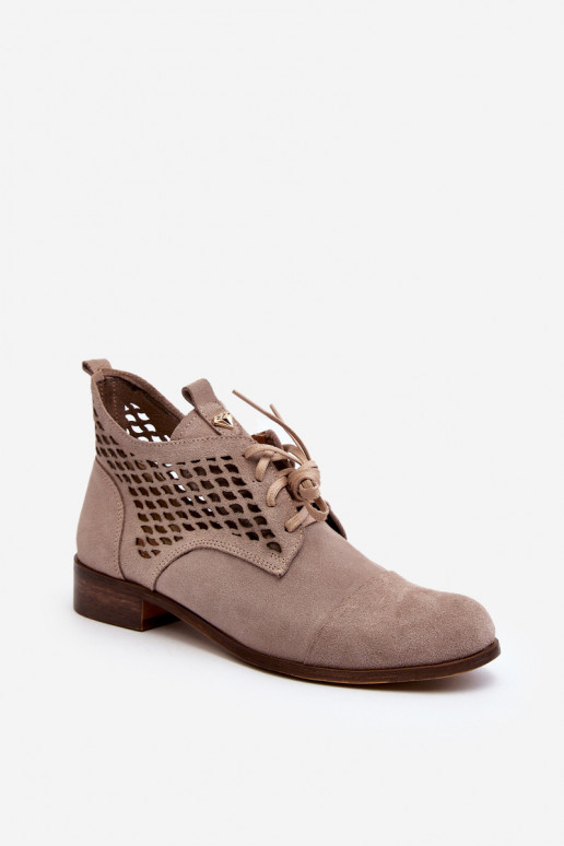 Zazoo 2878  Ažurová obuv  ze semiše béžové Zazoo 2878  Ažurová obuv  ze semiše béžové