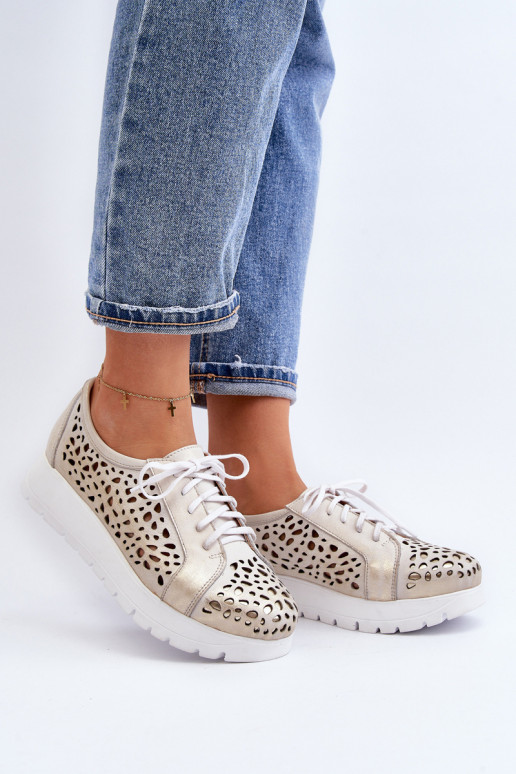 Zazoo 2821  boty  s ažurovými prvky zlaté barvy Zazoo 2821  boty  s ažurovými prvky zlaté barvy