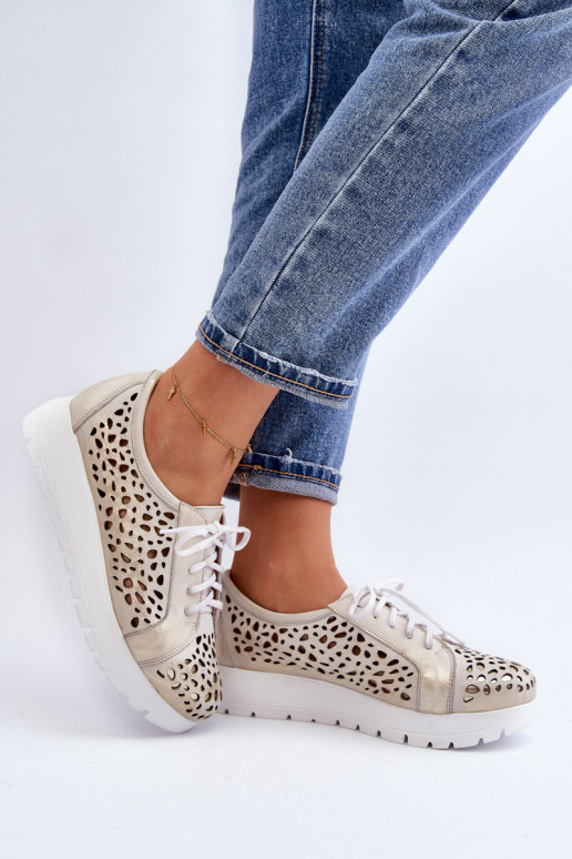 Zazoo 2821  boty  s ažurovými prvky zlaté barvy Zazoo 2821  boty  s ažurovými prvky zlaté barvy