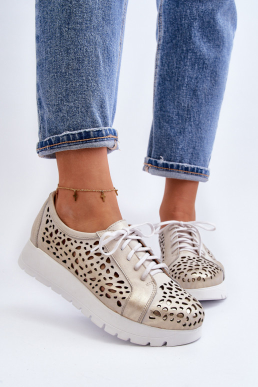 Zazoo 2821  boty  s ažurovými prvky zlaté barvy Zazoo 2821  boty  s ažurovými prvky zlaté barvy