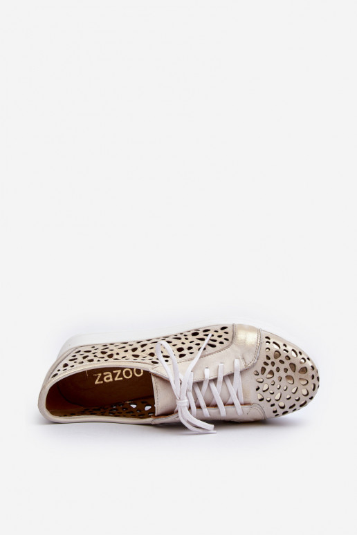 Zazoo 2821  boty  s ažurovými prvky zlaté barvy Zazoo 2821  boty  s ažurovými prvky zlaté barvy