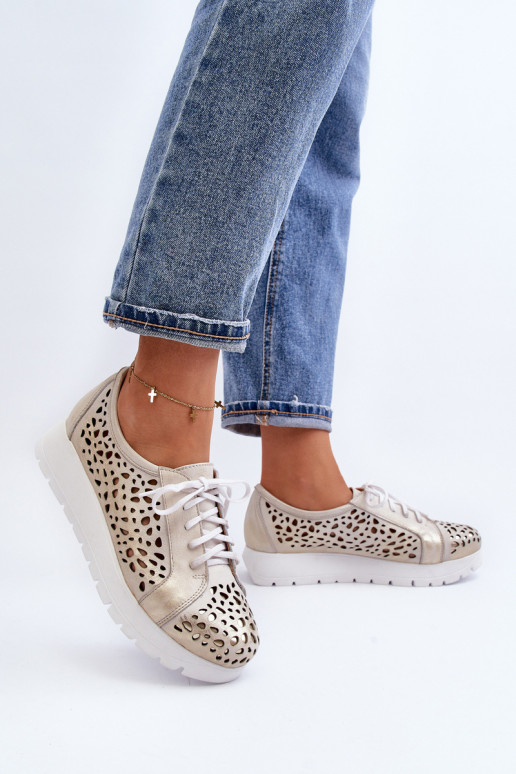 Zazoo 2821  boty  s ažurovými prvky zlaté barvy Zazoo 2821  boty  s ažurovými prvky zlaté barvy