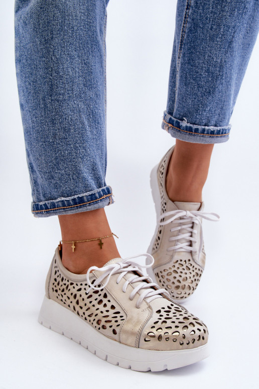 Zazoo 2821  boty  s ažurovými prvky zlaté barvy Zazoo 2821  boty  s ažurovými prvky zlaté barvy