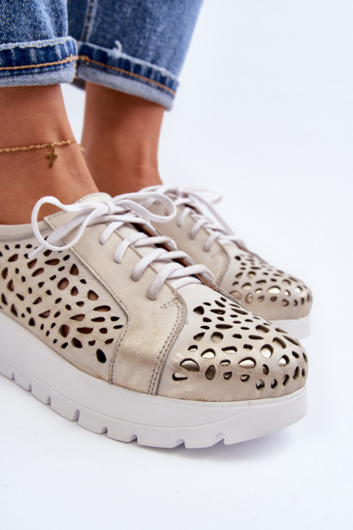 Zazoo 2821  boty  s ažurovými prvky zlaté barvy Zazoo 2821  boty  s ažurovými prvky zlaté barvy