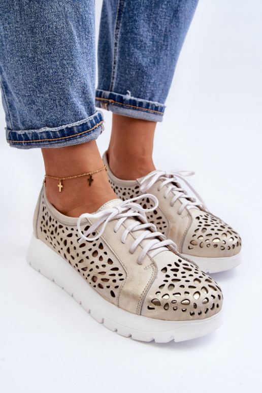 Zazoo 2821  boty  s ažurovými prvky zlaté barvy Zazoo 2821  boty  s ažurovými prvky zlaté barvy