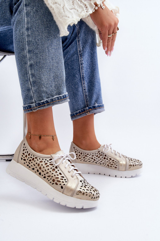 Zazoo 2821  boty  s ažurovými prvky zlaté barvy Zazoo 2821  boty  s ažurovými prvky zlaté barvy