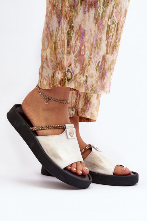 Zazoo 2896 Dámské pantofle  Bílá-zlaté barvy