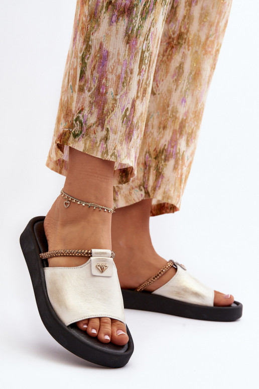 Zazoo 2896 Dámské pantofle  Bílá-zlaté barvy