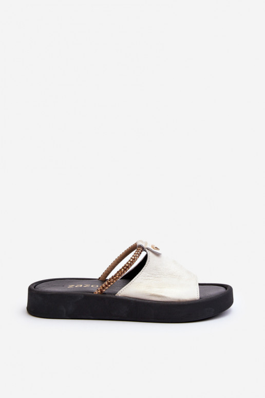 Zazoo 2896 Dámské pantofle  Bílá-zlaté barvy