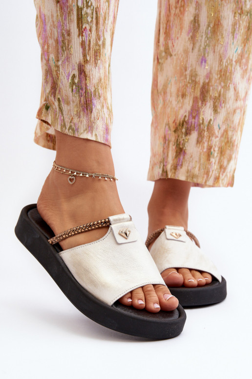 Zazoo 2896 Dámské pantofle  Bílá-zlaté barvy