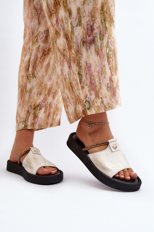 Zazoo 2896 Dámské pantofle  Bílá-zlaté barvy