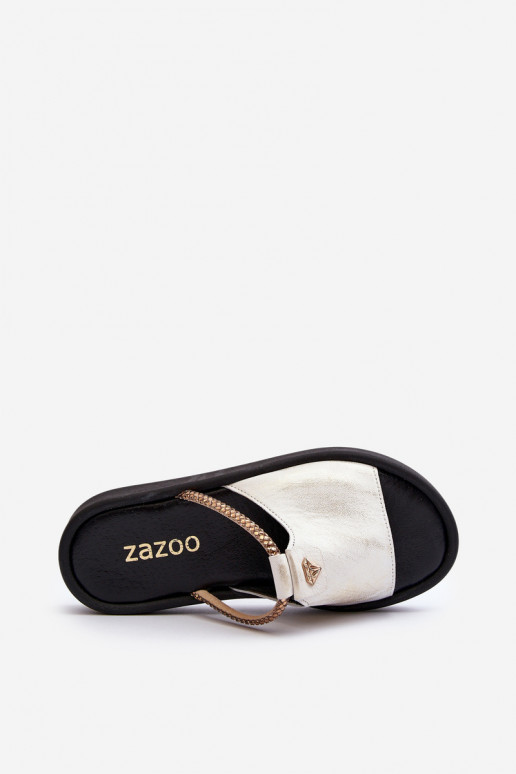 Zazoo 2896 Dámské pantofle  Bílá-zlaté barvy