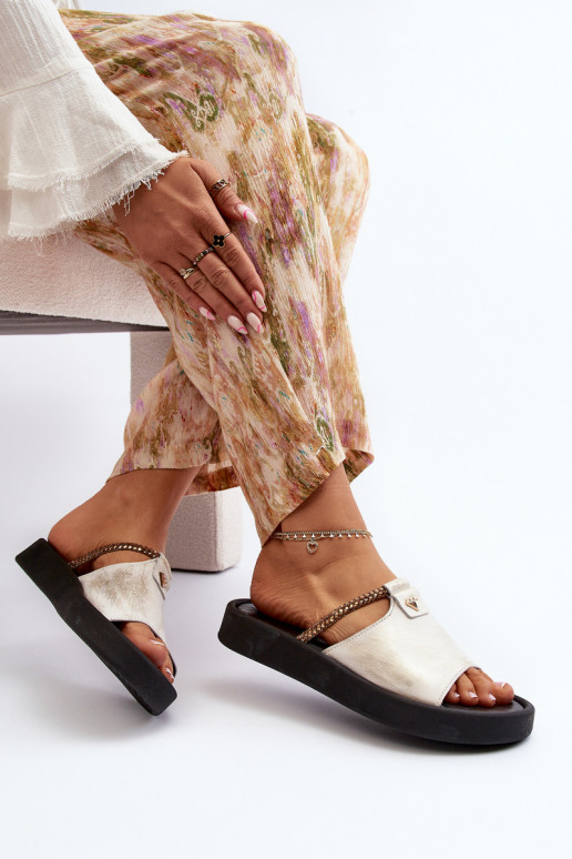 Zazoo 2896 Dámské pantofle  Bílá-zlaté barvy