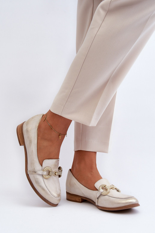 Zazoo 2880  mokasíny  s ornamenty zlaté barvy Zazoo 2880  mokasíny  s ornamenty zlaté barvy