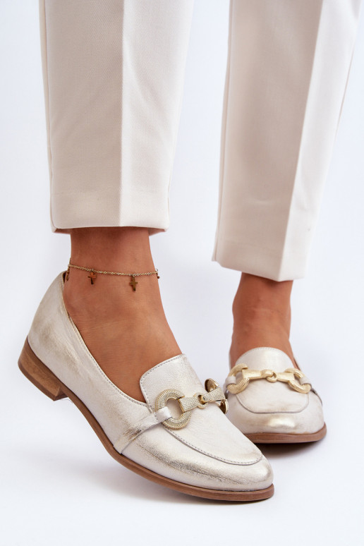 Zazoo 2880  mokasíny  s ornamenty zlaté barvy Zazoo 2880  mokasíny  s ornamenty zlaté barvy