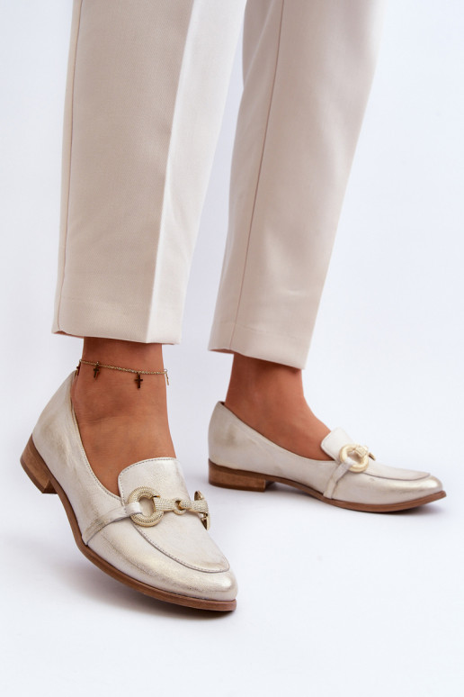 Zazoo 2880  mokasíny  s ornamenty zlaté barvy Zazoo 2880  mokasíny  s ornamenty zlaté barvy