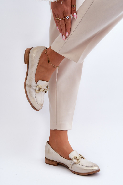 Zazoo 2880  mokasíny  s ornamenty zlaté barvy Zazoo 2880  mokasíny  s ornamenty zlaté barvy