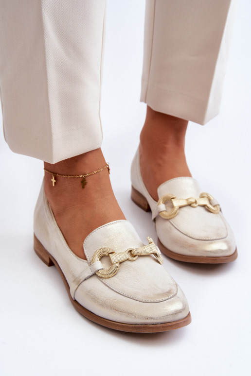 Zazoo 2880  mokasíny  s ornamenty zlaté barvy Zazoo 2880  mokasíny  s ornamenty zlaté barvy