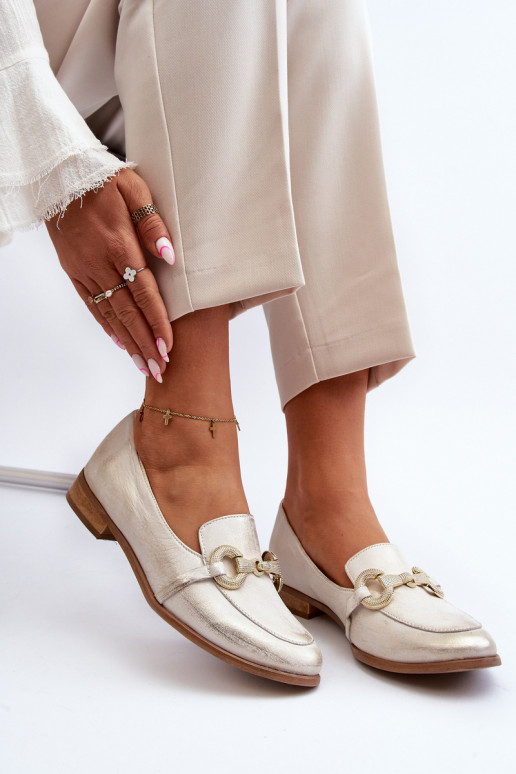 Zazoo 2880  mokasíny  s ornamenty zlaté barvy Zazoo 2880  mokasíny  s ornamenty zlaté barvy