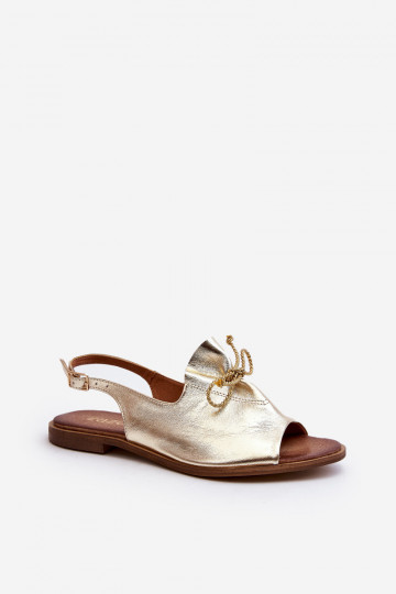 Zazoo 2898  Ploché sandály zlaté barvy