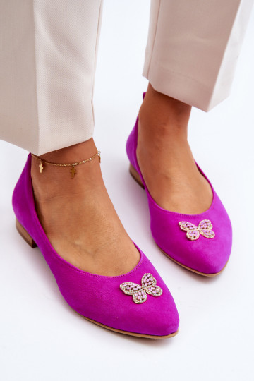 Zazoo 2887 Semišové baleríny  m růžová