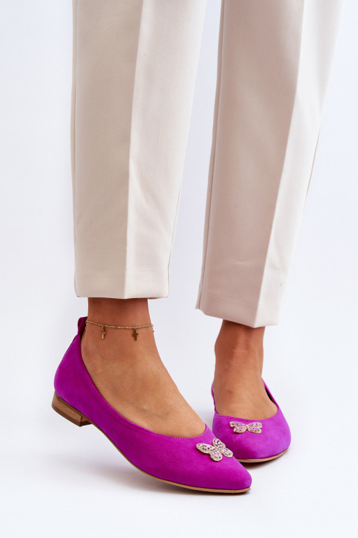 Zazoo 2887 Semišové baleríny  m růžová