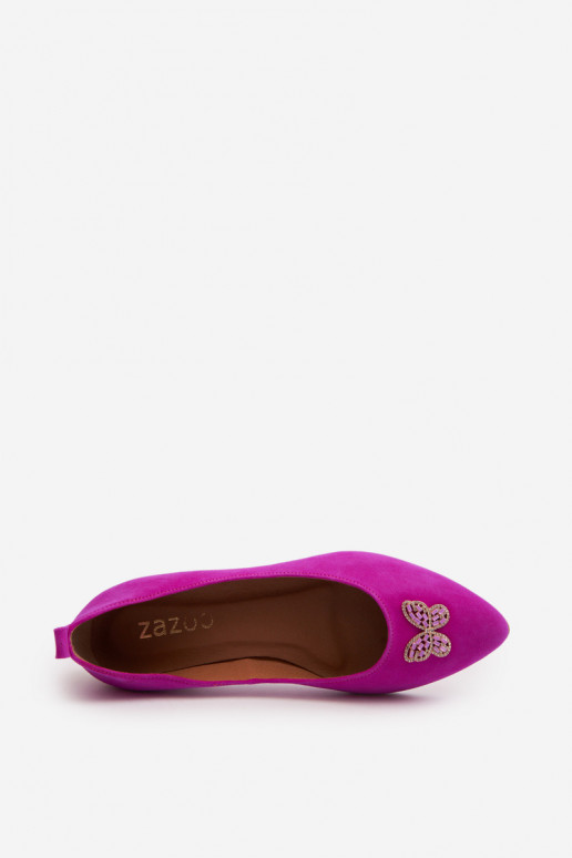 Zazoo 2887 Semišové baleríny  m růžová