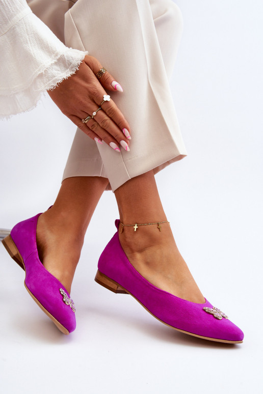 Zazoo 2887 Semišové baleríny  m růžová