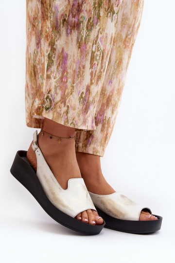 Zazoo 2893 Dámské sandály  na j Podeszwie zlaté barvy Przecierany 2