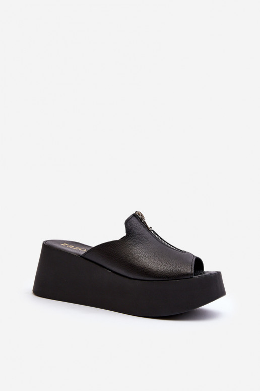 Zazoo 2916  Pantofle s platformou se zipy Černé