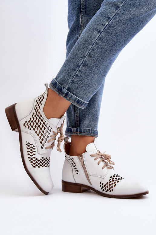 Zazoo 2704  Ažurová obuv bílé Zazoo 2704  Ažurová obuv bílé