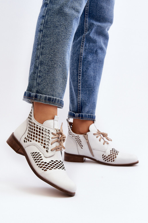 Zazoo 2704  Ažurová obuv bílé Zazoo 2704  Ažurová obuv bílé
