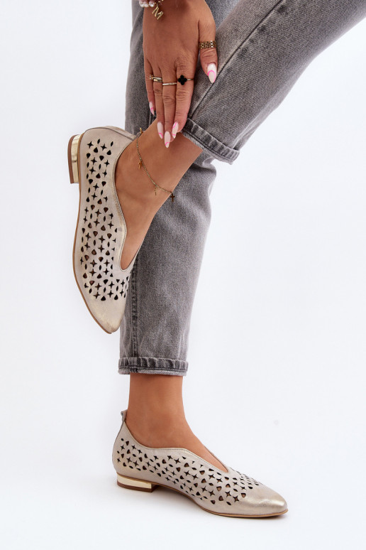 Zazoo 2883 Ažurové baleríny  zlaté barvy