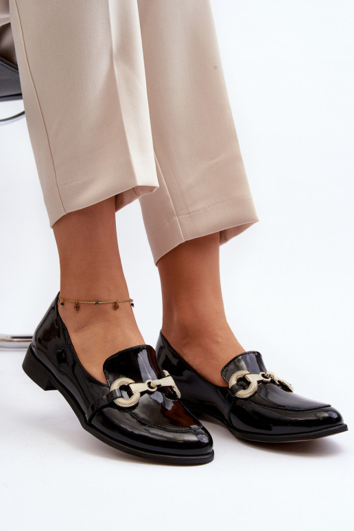 Zazoo 2880  mokasíny s efektem laku s ornamenty Černé Zazoo 2880  mokasíny s efektem laku s ornamenty Černé