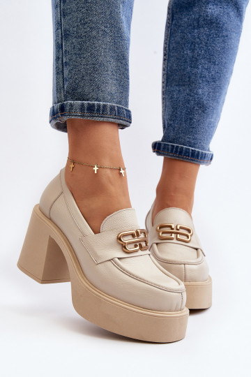 Zazoo 20170 boty   s podpatky slonová kost