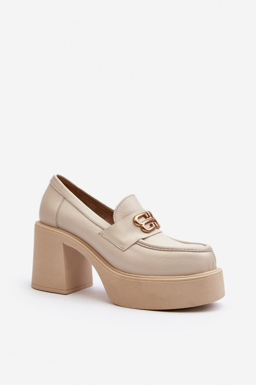 Zazoo 20170 boty   s podpatky slonová kost Zazoo 20170 boty   s podpatky slonová kost