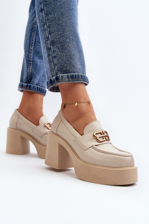 Zazoo 20170 boty   s podpatky slonová kost Zazoo 20170 boty   s podpatky slonová kost