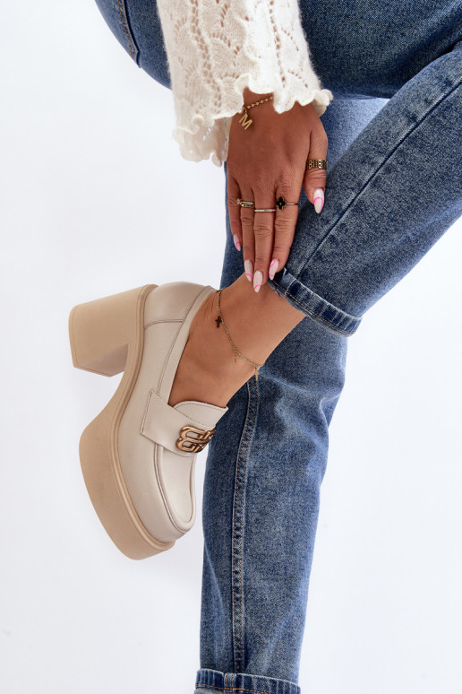 Zazoo 20170 boty   s podpatky slonová kost Zazoo 20170 boty   s podpatky slonová kost